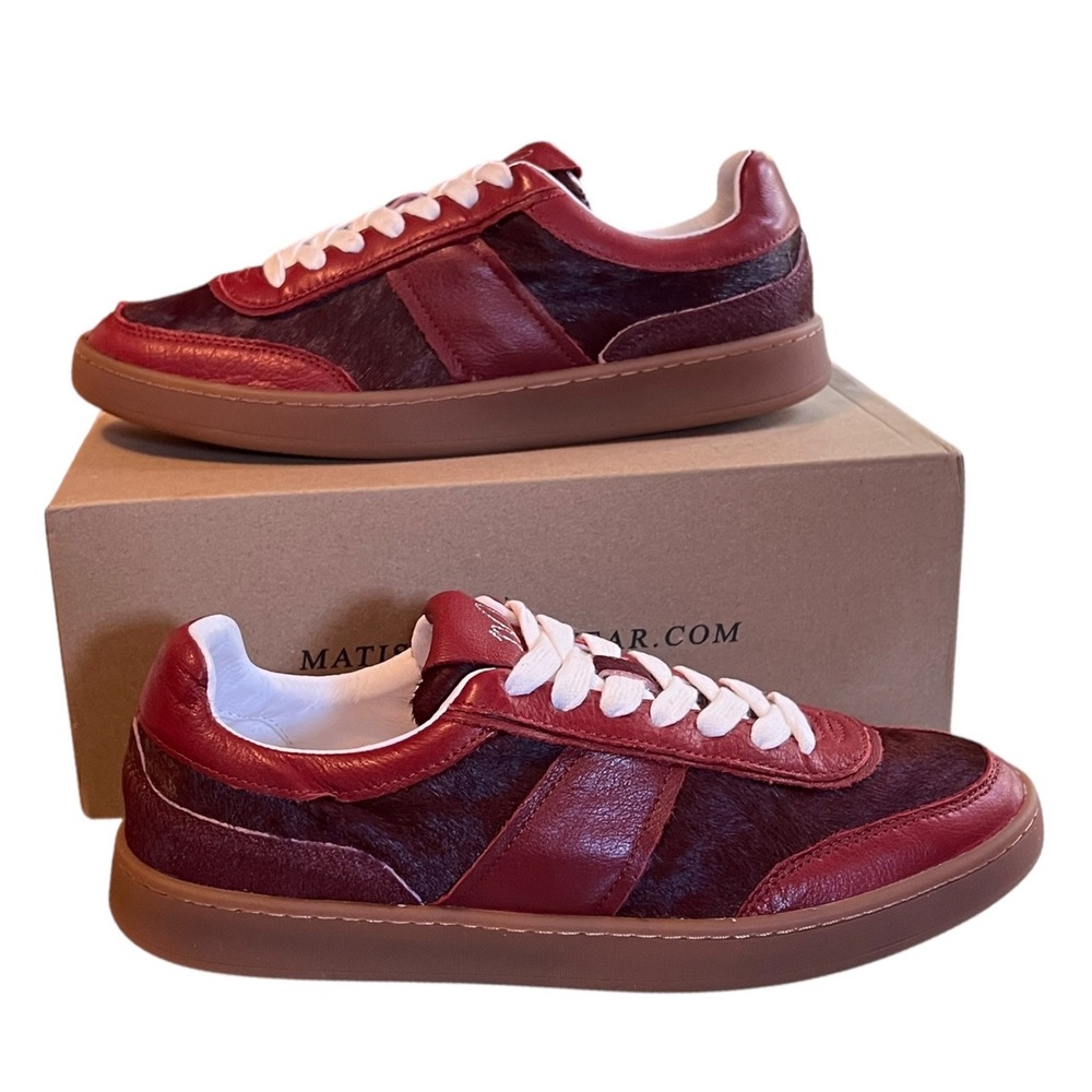 Matisse Quincy Red Leather Fur Fashion Sneakers Women's Size 8.5